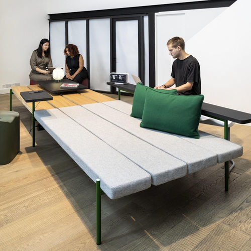 Banc contemporain - ISLAND - Established and sons - en bois contrecollé en couches croisées / avec dossier / sans accoudoirs