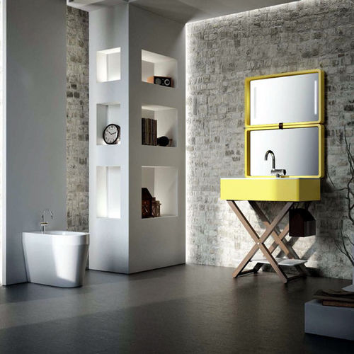 Vasque sur pied - MY.BAG - Olympia - en céramique / en bois / avec miroir ajustable