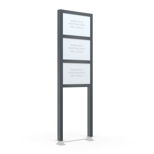 Panneau publicitaire sur pieds hauts - BigSign Secure L - wsm Raumsysteme - à LED