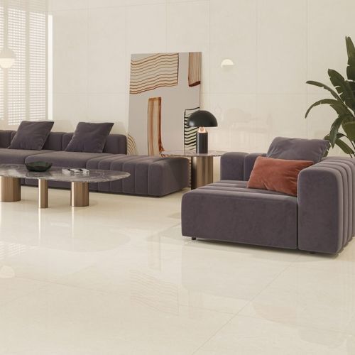 Carrelage en grès cérame - BELLE CREAM - Azulev - poli / d'intérieur / de salon