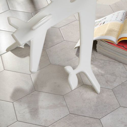 Carrelage en grès cérame - CONCRETE WHITE HEX_25 - Codicer - satiné / d'intérieur / de sol