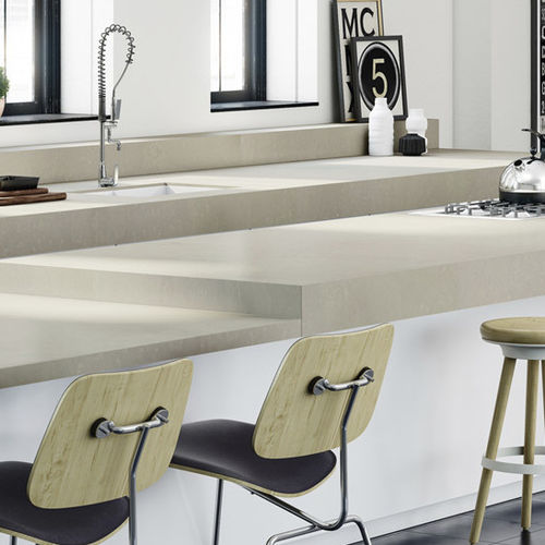 Plan de travail en composite quartz - BEIGE ZEMENT - COMPAC The Surfaces Company - de cuisine