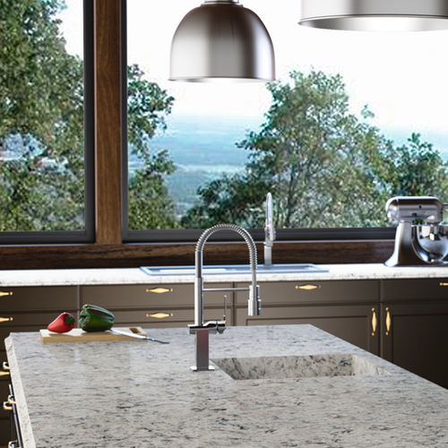 Plan de travail en composite quartz - BLACK AMA - COMPAC The Surfaces Company - de cuisine / à bords droits