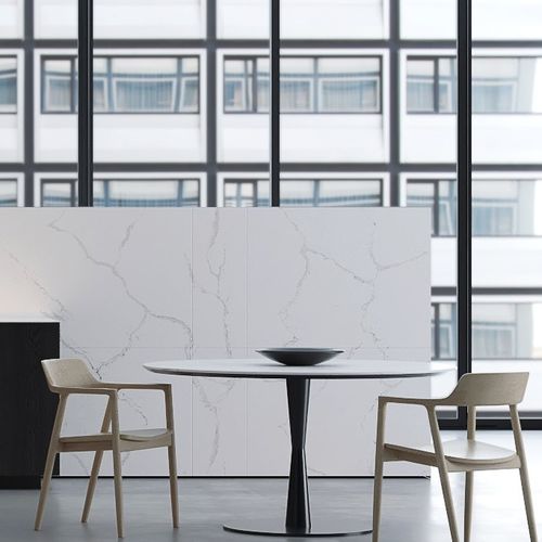 Plan de travail en composite quartz - UNIQUE STATUARIOTM - COMPAC The Surfaces Company - de cuisine / de salle de bain / blanc