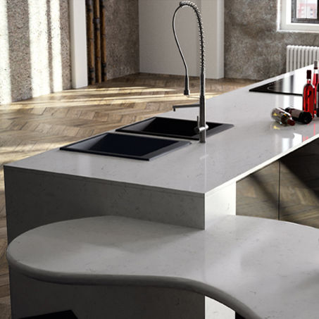 Plan de travail en composite quartz - CARRARA - COMPAC The Surfaces Company - de cuisine