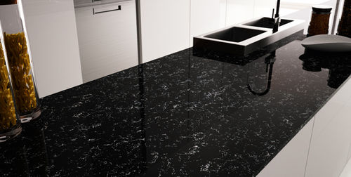Plan de travail en composite quartz - PORTORO - COMPAC The Surfaces Company - de cuisine / à bords droits