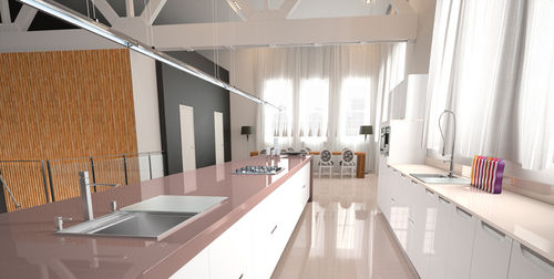 Plan de travail en composite quartz - WARM GRAY - COMPAC The Surfaces Company - de cuisine