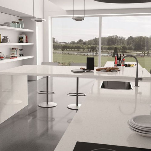 Plan de travail en composite quartz - MOON - COMPAC The Surfaces Company - de cuisine