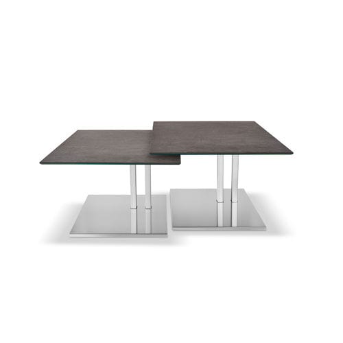 Table d'appoint contemporaine - K525 KOLO - Ronald Schmitt Design - en bois / en verre / en acier inoxydable brossé