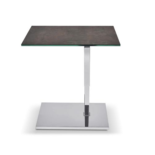 Table d'appoint contemporaine - K529 KOLO - Ronald Schmitt Design - en bois / en verre / en acier inoxydable brossé