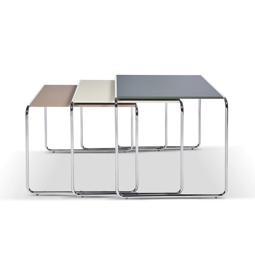 Table gigogne contemporaine - P9011 BRIDGE - Ronald Schmitt Design - en métal chromé / en composite / rectangulaire