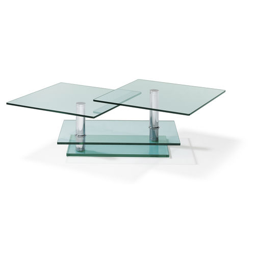 Table basse contemporaine - K 500 - Ronald Schmitt Design - en verre / en métal chromé / rectangulaire