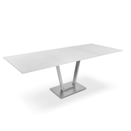Table à manger contemporaine - P4400/E BONITO - Ronald Schmitt Design - en verre / en métal laqué / en acier inoxydable brossé