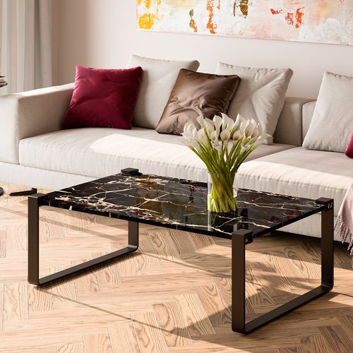 Table basse contemporaine - K832 BLADE - Ronald Schmitt Design - en verre / avec piètement en acier thermolaqué / rectangulaire