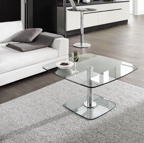 Table basse contemporaine - P 430 - Ronald Schmitt Design - en bois / en verre / en acier inoxydable