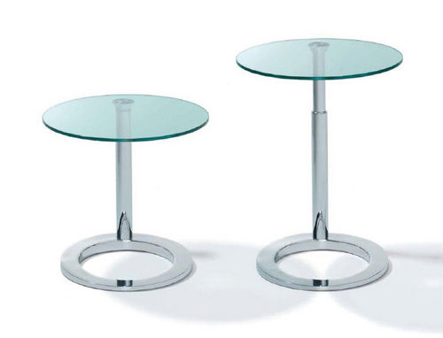 Table d'appoint contemporaine - K 442 RINGO - Ronald Schmitt Design - en verre / en métal chromé / ronde
