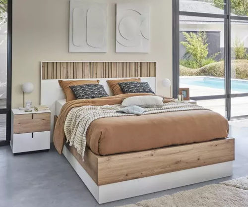 Lit double - OPALE - Meubles Célio - contemporain / avec base de rangement / en mélaminé