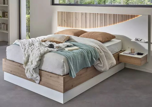 Lit double - OPALE - Meubles Célio - contemporain / avec base de rangement / avec tables de chevet