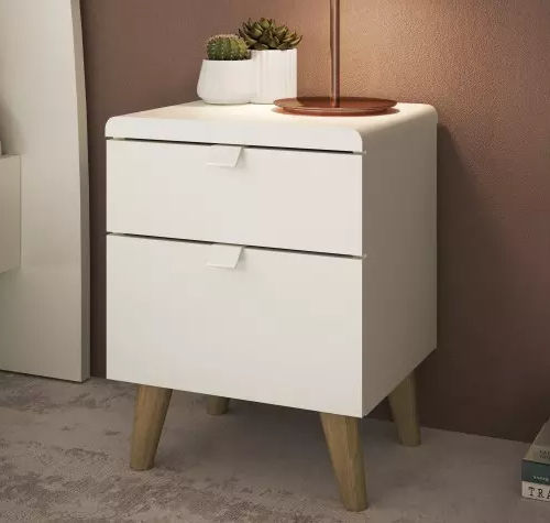 Table de chevet contemporaine - BLOOM - Meubles Célio - en mélaminé / avec piètement en bois / carrée