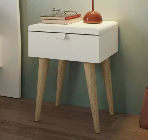 Table de chevet contemporaine - BLOOM  - Meubles Célio - en mélaminé / avec piètement en bois / carrée