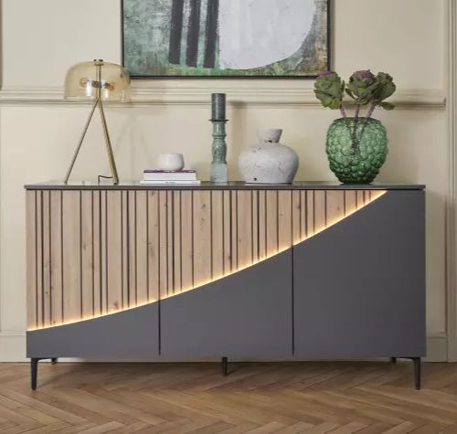 Buffet contemporain - TOPAZE - Meubles Célio - en mélaminé / avec éclairage LED / à portes battantes