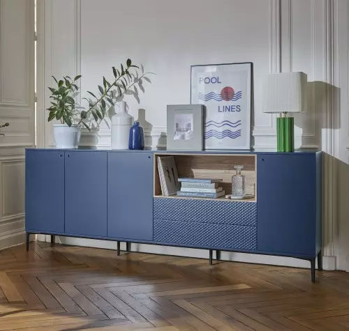 Buffet contemporain - PIGMENT - Meubles Célio - en métal / en mélaminé / avec étagère
