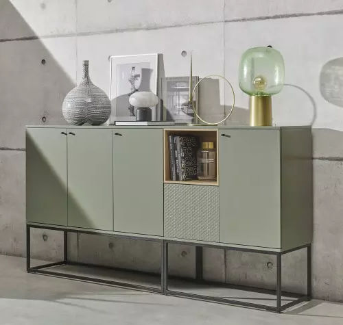 Buffet contemporain - PIGMENT - Meubles Célio - en métal / en mélaminé / avec étagère