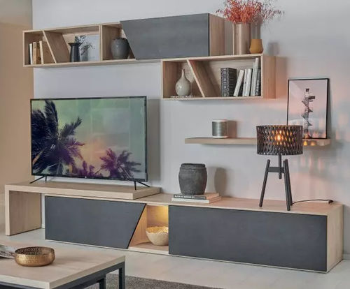 Meuble TV contemporain - OBLIK - Meubles Célio - lowboard / avec rangement intégré / avec étagères