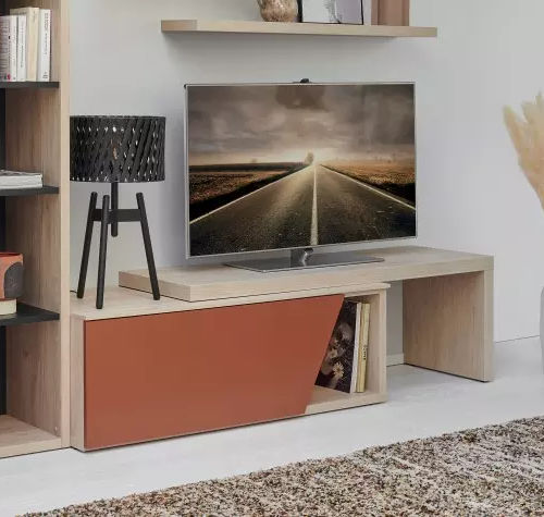 Meuble TV contemporain - OBLIK - Meubles Célio - lowboard / avec rangement intégré / avec étagères
