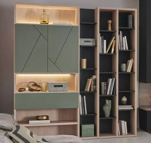 Bibliothèque modulable - OBLIK - Meubles Célio - contemporaine / en mélaminé / avec éclairage intégré