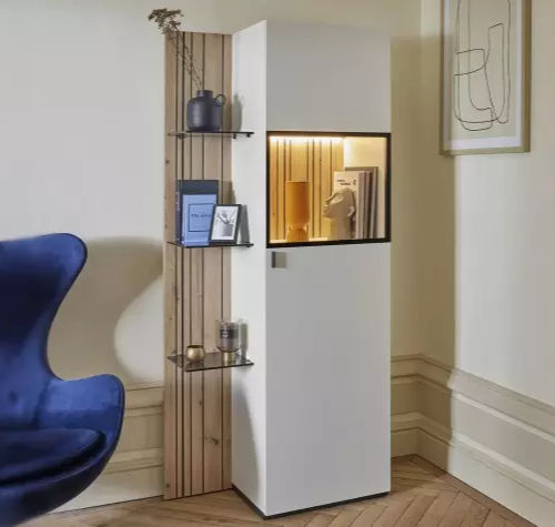 Bibliothèque contemporaine - TOPAZE - Meubles Célio - en chêne / en verre / en mélaminé
