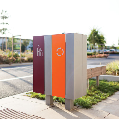 Poubelle publique - NANUK - mmcité street furniture - de tri sélectif / sur piétement / en acier galvanisé