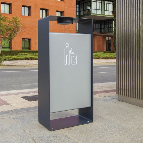 Poubelle publique - RADIUM - mmcité street furniture - en acier galvanisé / en inox / avec cendrier intégré