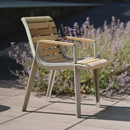 Fauteuil urbain contemporain - EMAU - mmcité street furniture - en bois exotique / en acier / en fonte d'aluminium