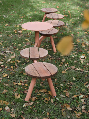Banc public contemporain - MORSE - mmcité street furniture - en bois / en acier galvanisé / en HPL