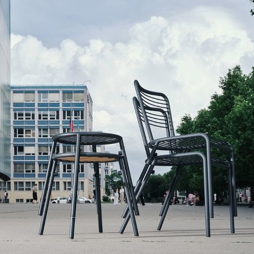 Banc public contemporain - FLANEUR - mmcité street furniture - en acier / en bois / d'extérieur