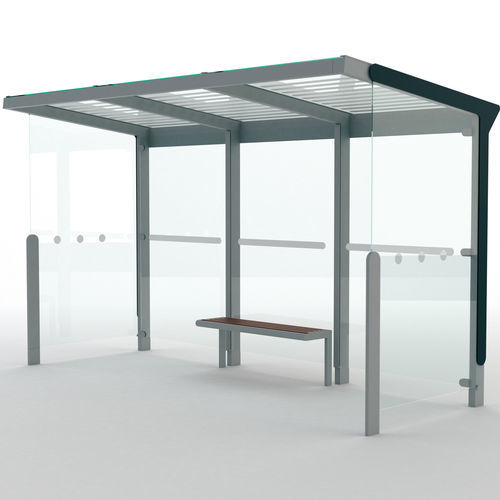 Abribus en verre - AUREO - mmcité street furniture - en acier galvanisé / bois / en polycarbonate
