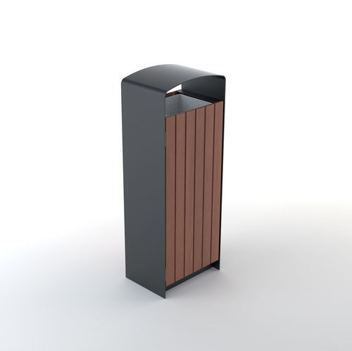 Poubelle en acier galvanisé - PRAX - mmcité street furniture - en acier inoxydable / en bois de feuillus / en acacia