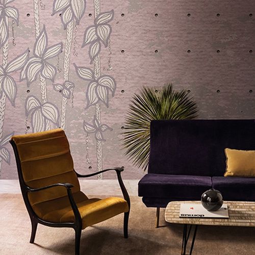 Papier peint contemporain - GROOMING - Wall&Deco - en vinyle / à motif floral / aspect tissu