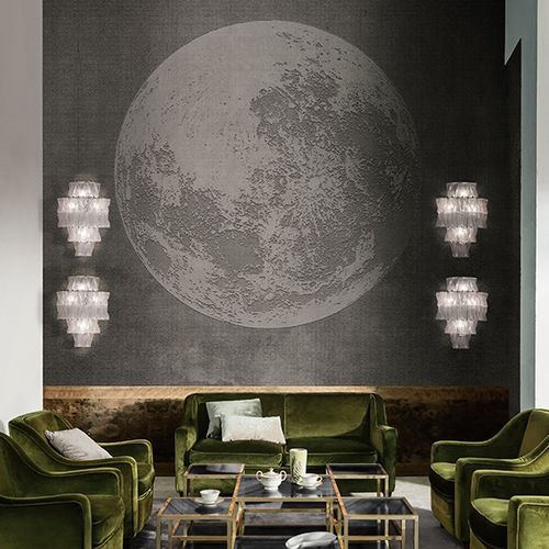 Papier peint contemporain - LUNA PLENA - Wall&Deco - en vinyle / scène / gris
