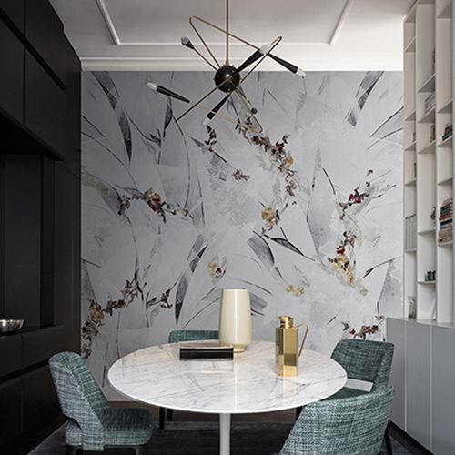 Papier peint contemporain - MONT BLANC - Wall&Deco - en vinyle / floral / gris
