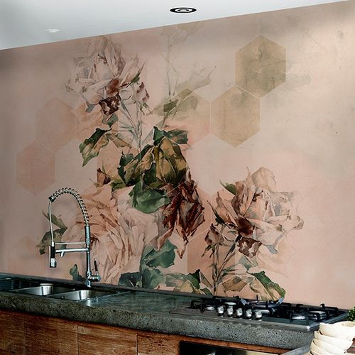 Papier peint contemporain - LE BON JARDINIER - Wall&Deco - en fibre de verre / à motif floral / multicolore