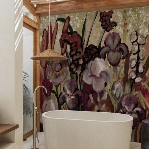 Papier peint contemporain - Old Dutch Summer - Wall&Deco - en fibre de verre / à motif floral / aspect tissu