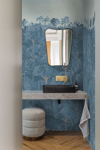 Papier peint contemporain - Blue Fairy Tale - Wall&Deco - en fibre de verre / à motif floral / aspect tissu