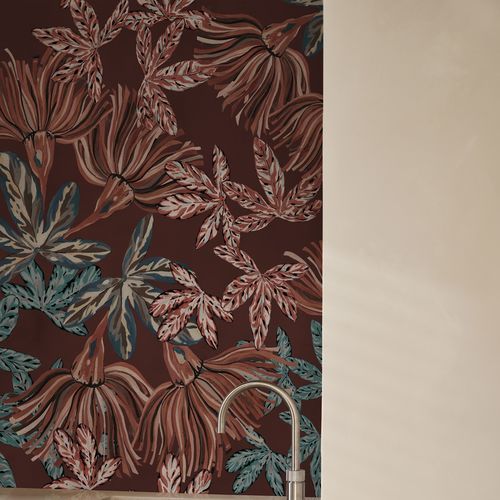Papier peint contemporain - Se Son Fiori - Wall&Deco - en fibre de verre / à motif floral / aspect tissu