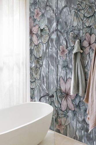 Papier peint contemporain - Solera - Wall&Deco - en fibre de verre / à motif floral / aspect tissu
