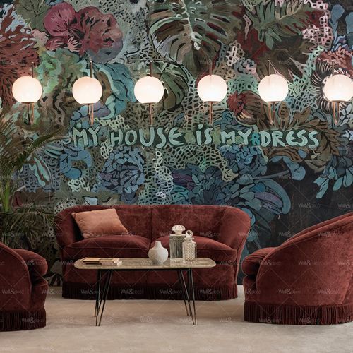 Papier peint contemporain - HOUSE IS MY DRESS - Wall&Deco - en vinyle / à motif floral / motif abstrait