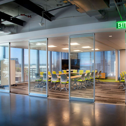 Cloison démontable - ACOUSTI-CLEAR® - Modernfold Inc. - pliante / en verre / de bureau