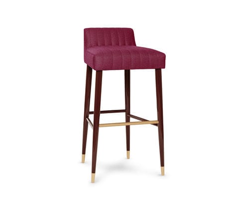 Tabouret de bar contemporain - Charlotte - MUNNA - en cuir / en tissu / avec piètement en bois laqué