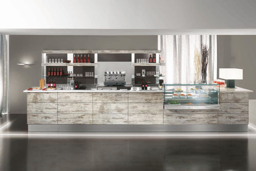 Comptoir de bar - ZEN CAF&Egrave; - De Blasi - en bois / en marbre / en verre